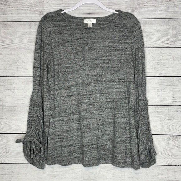 Motherhood Maternity Size S Gray Marled Cozy Comfy Sweater Wide Cinched Sleeves - Picture 1 of 5